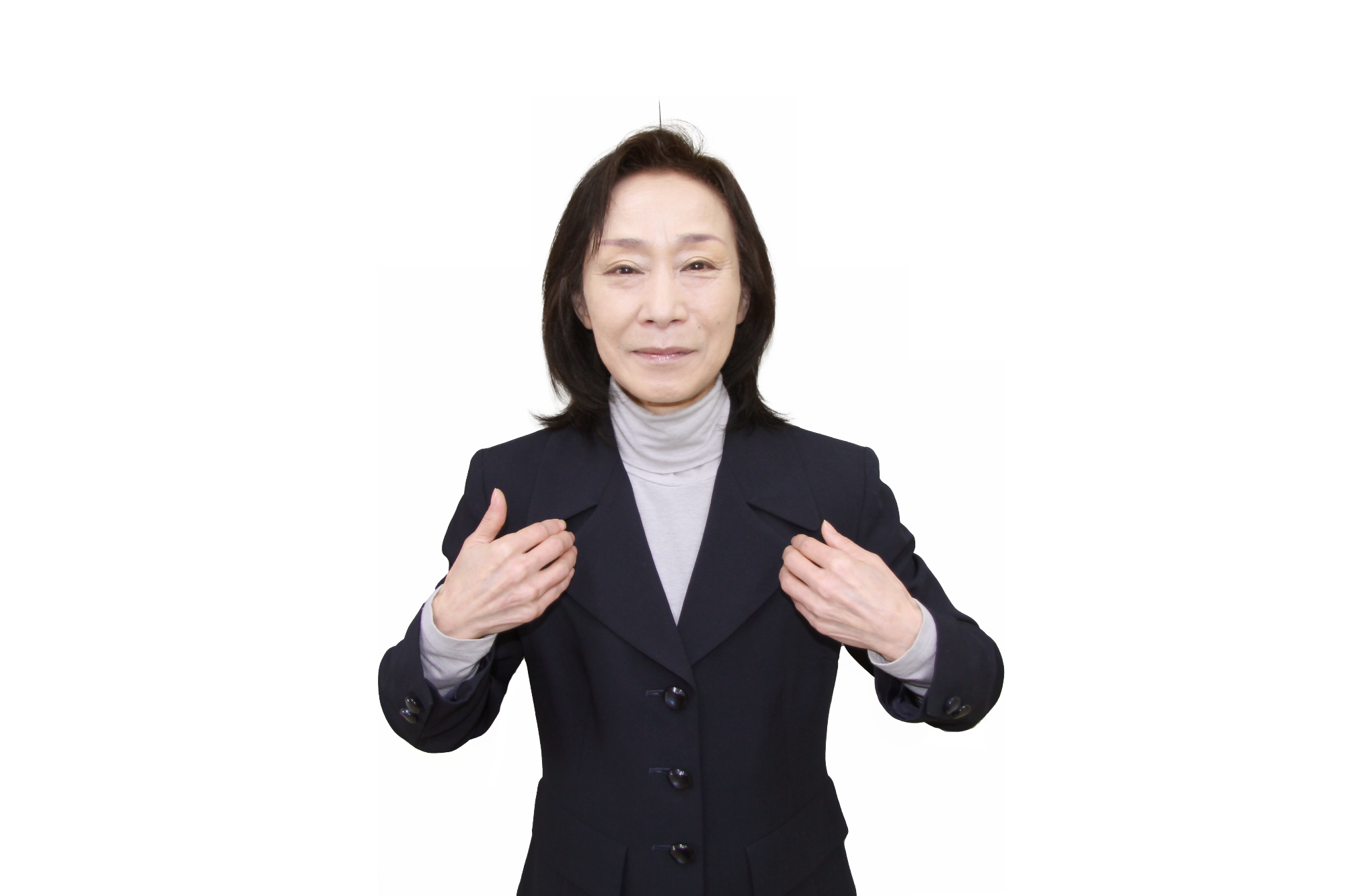 必要の言葉を手話で表している様子。両手を前から自分の方に近づける。