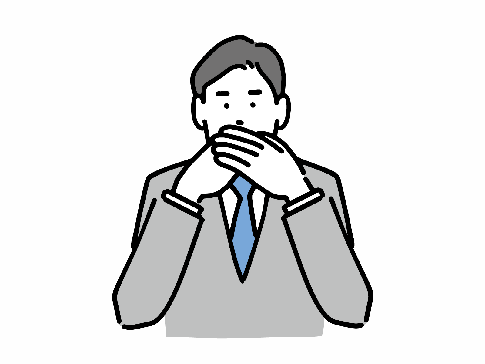 男性が口を両手で覆っている。秘密をカミングアウトしないように