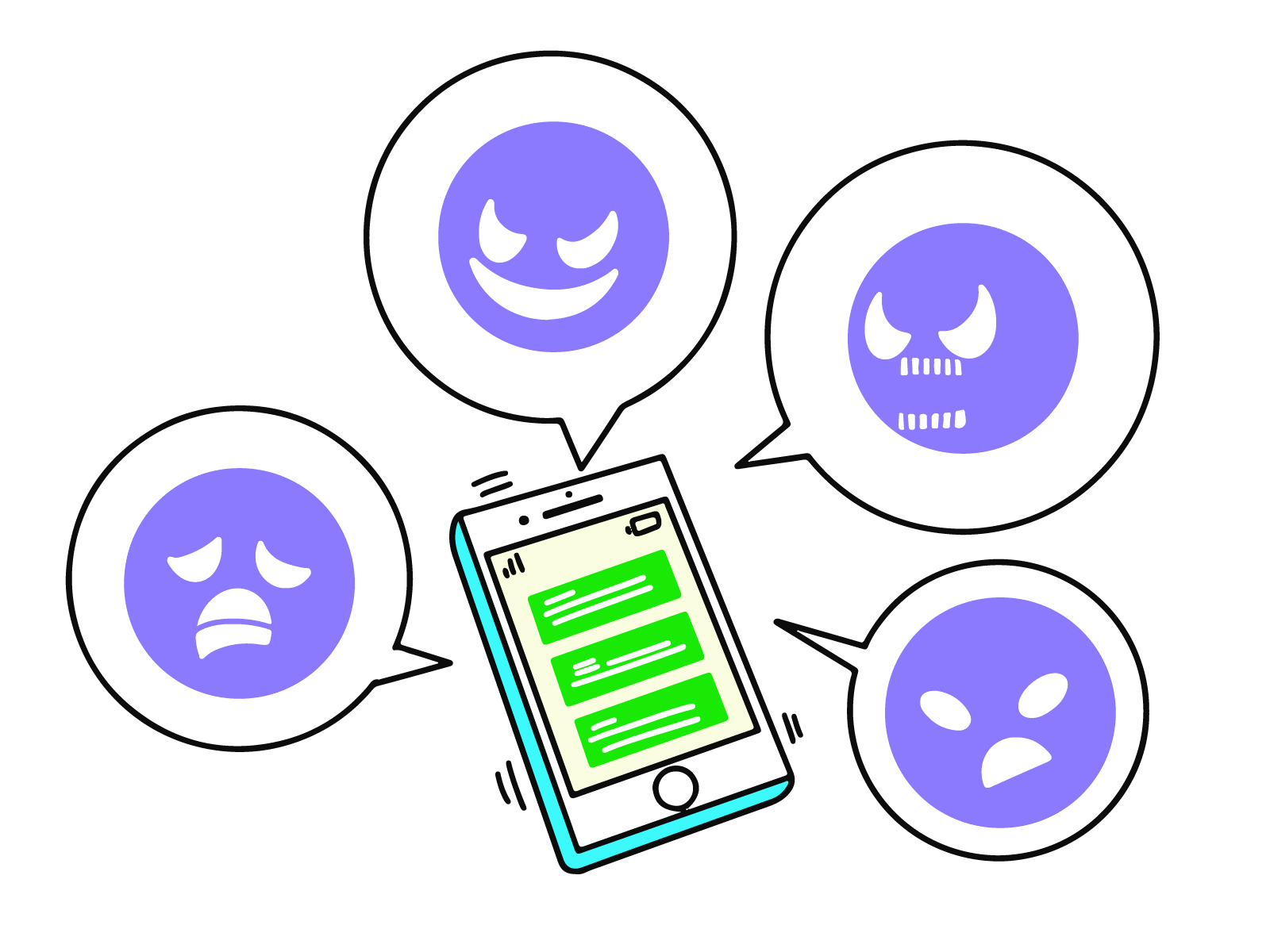 LINEやインターネットで悪口を言われて居る様子