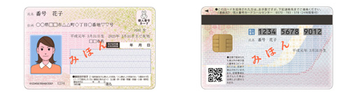 マイナンバーカードの見本の裏