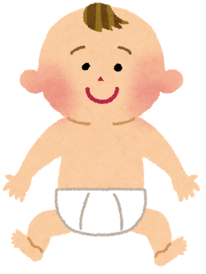 おむつを付けている赤ちゃんのイラスト