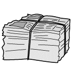 紐で束ねた新聞紙のイラスト
