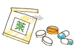 錠剤や粉薬などの医薬品のイラスト