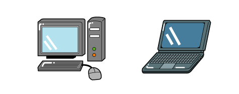 デスクトップパソコン、ノートブックパソコンのイラスト