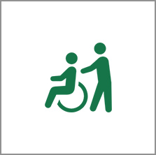 車椅子と補助する人のピクトグラム
