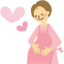 お腹に両手をあてている妊婦さんのイラスト