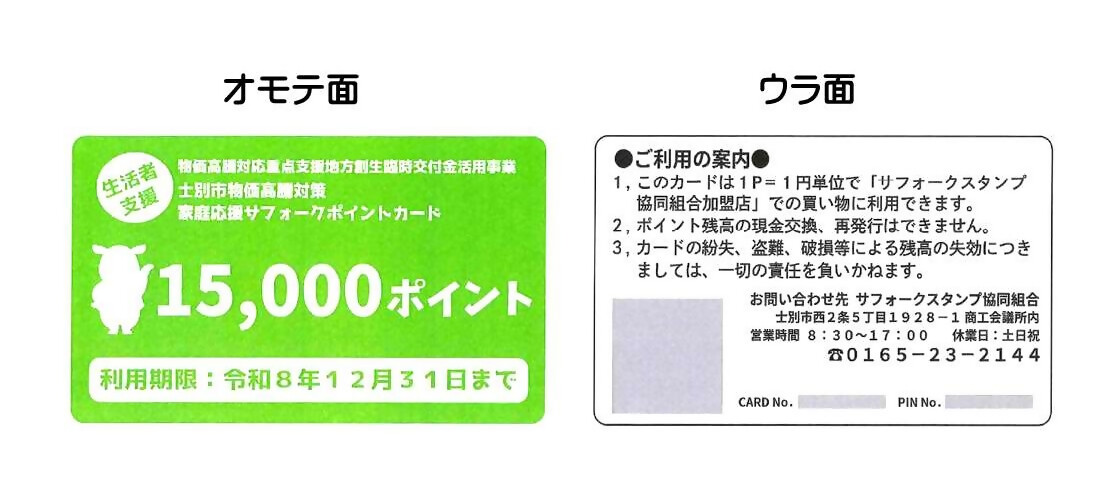 応援サフォークポイントカード 見本