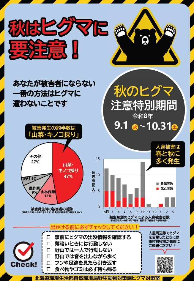 秋のヒグマ注意特別期間
