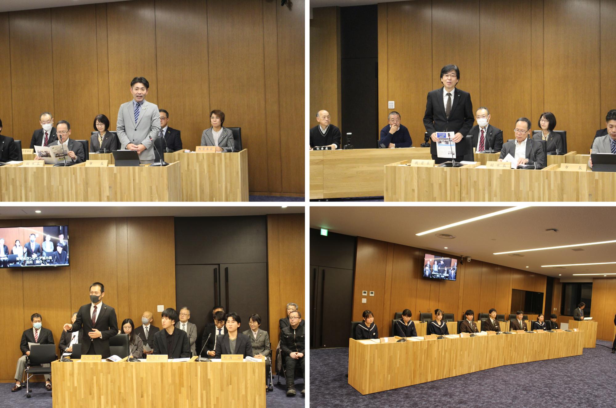 子ども議員へ感想を伝える様子