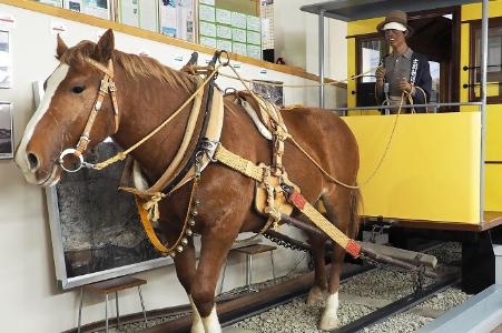 馬車鉄道の復元展示