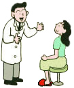 椅子に座っている患者さんに話をしているお医者さんのイラスト