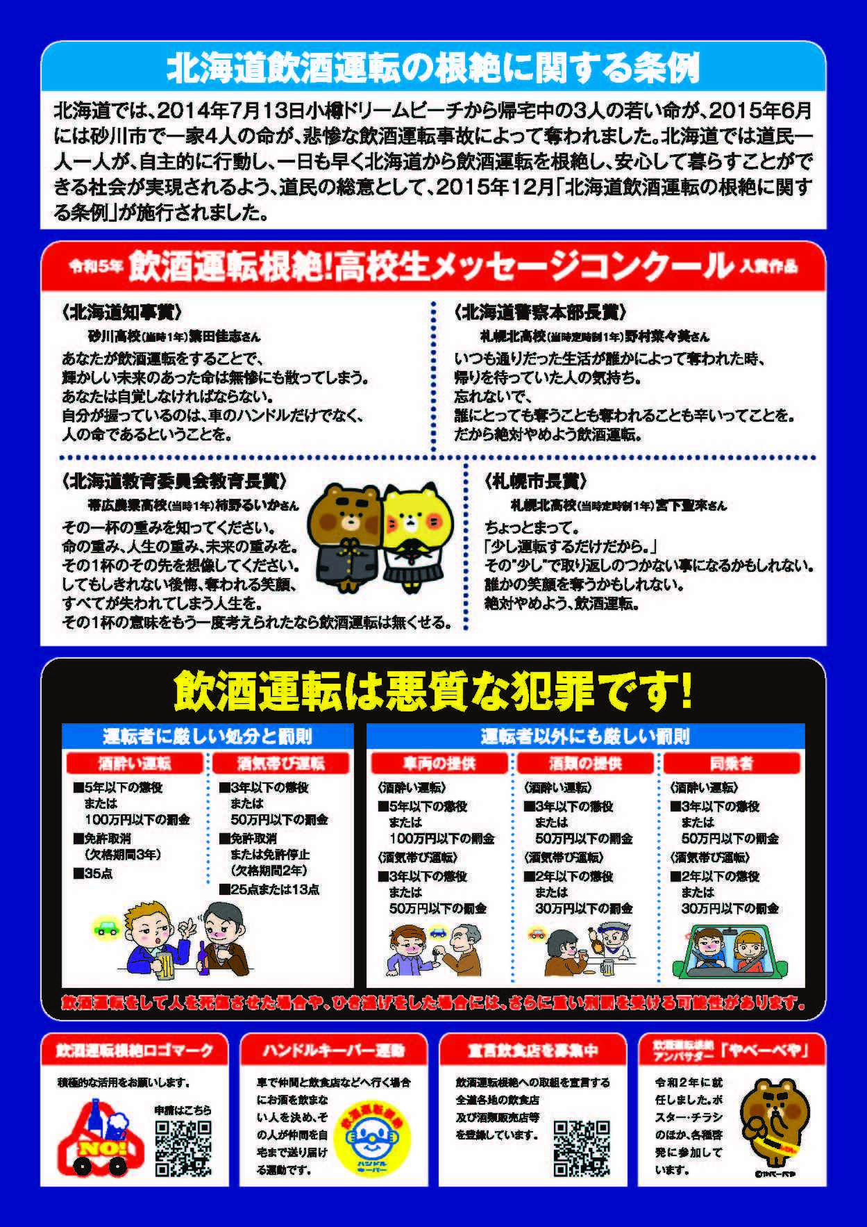 飲酒運転は悪質な犯罪です！のチラシ