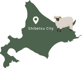 Shibetsu City 北海道の地図。士別市は北海道の中央部に位置する市である。士別市の場所にピンがさされている。